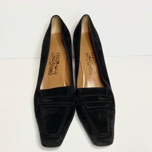 Salvatore Ferragamo Black Suede Heels